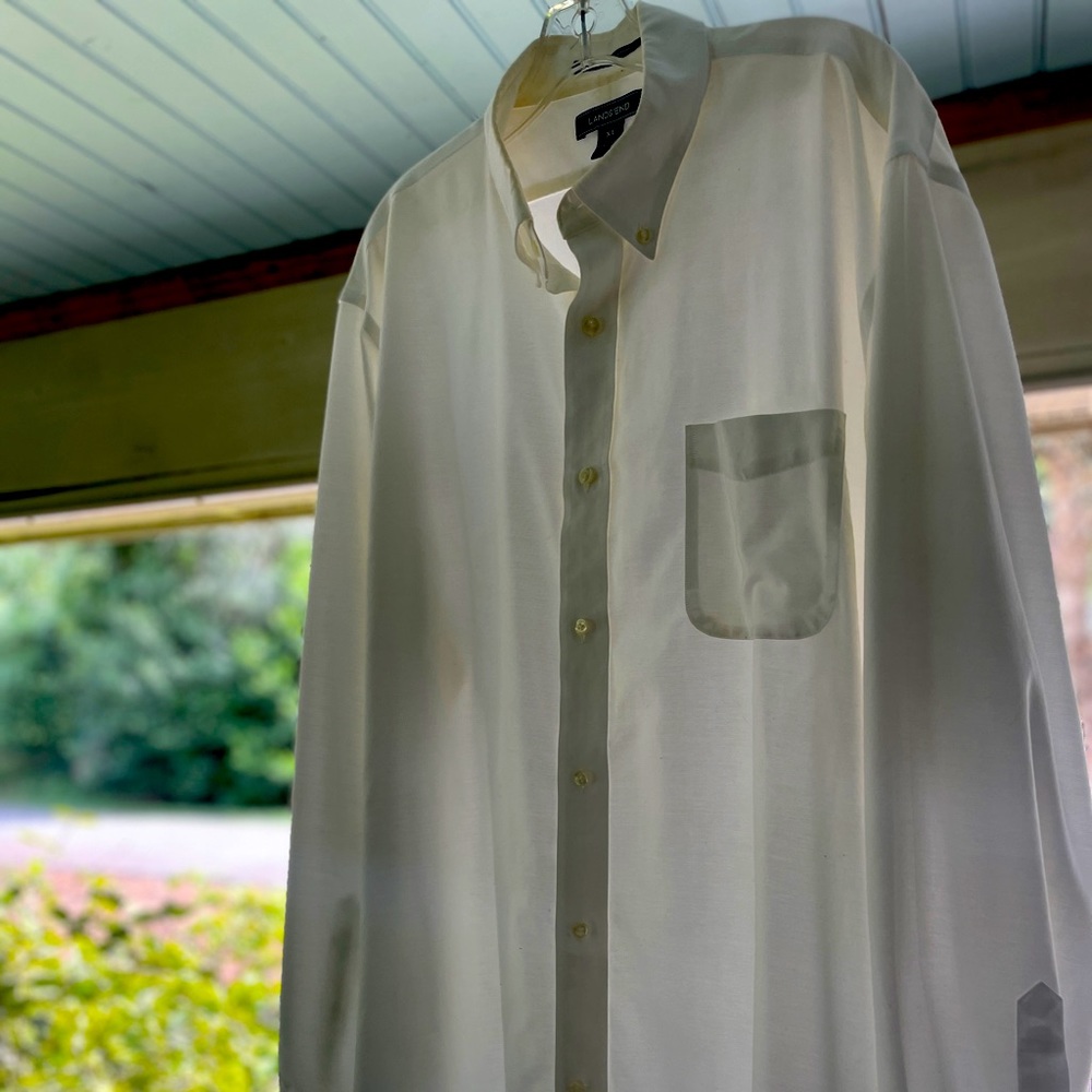 Lands End Casual White Button Down